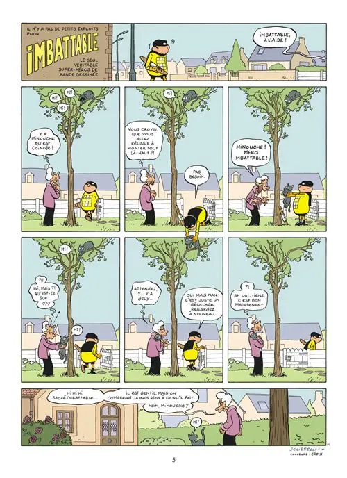 Planche BD humour enfant Imbattable super héros original cases BD