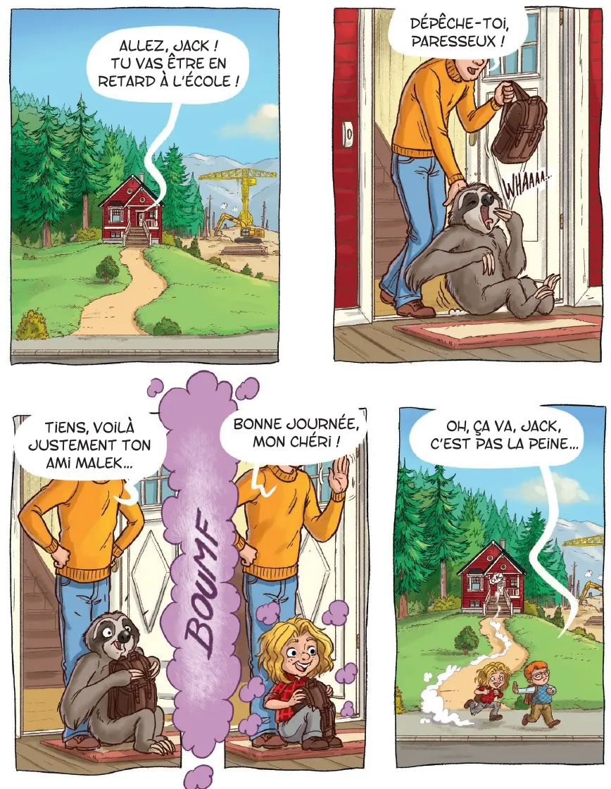 Planche BD enfant 7-9 ans Animal Jack transformation animaux aventure