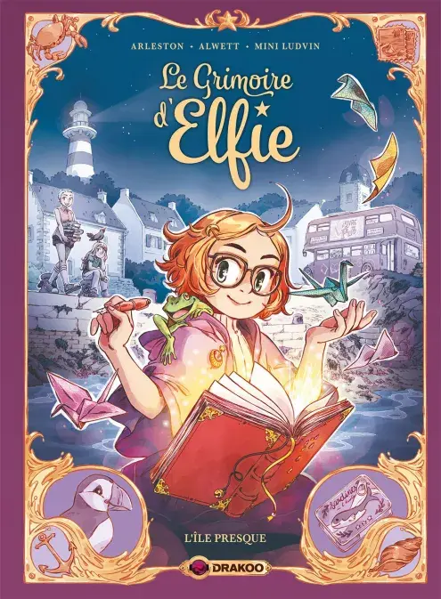 Couverture BD enfant 7-9 ans Le grimoire d’Elfie magie aventure famille