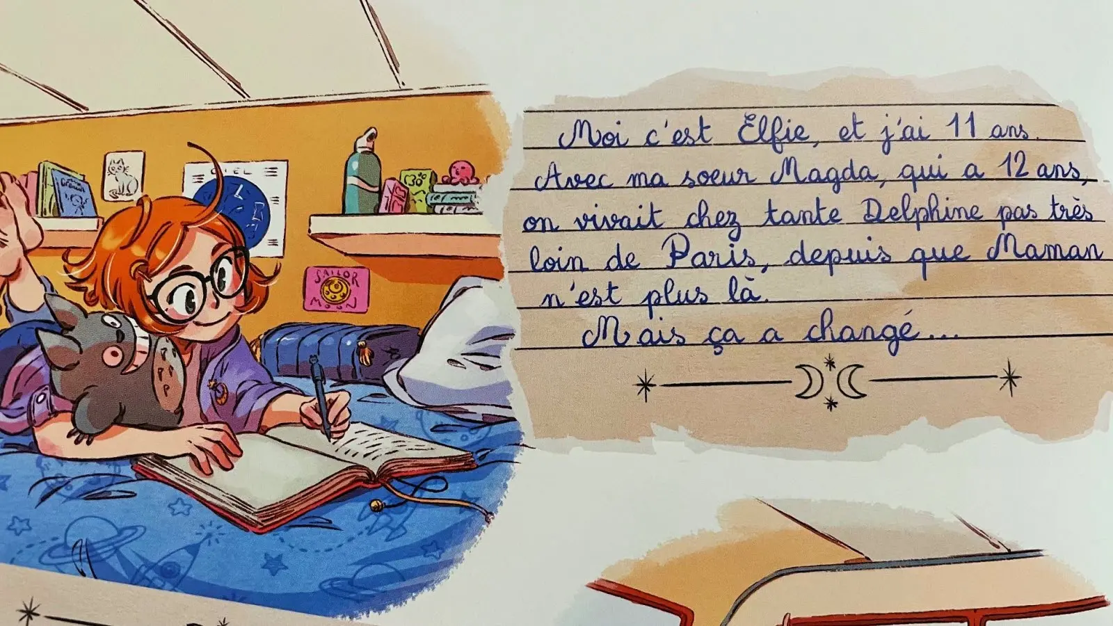 Illustration BD  7-9 ans Le grimoire d’Elfie magie aventure famille