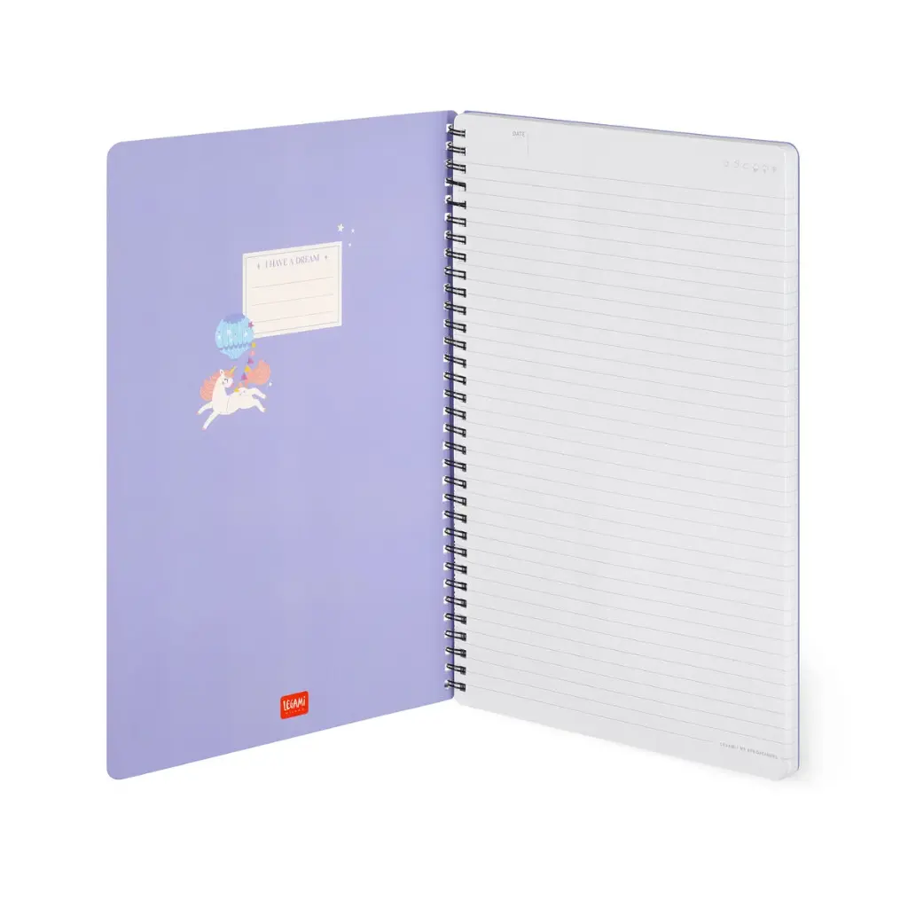 Cahier ligné à spirales Format A4 Licorne Legami2.webp