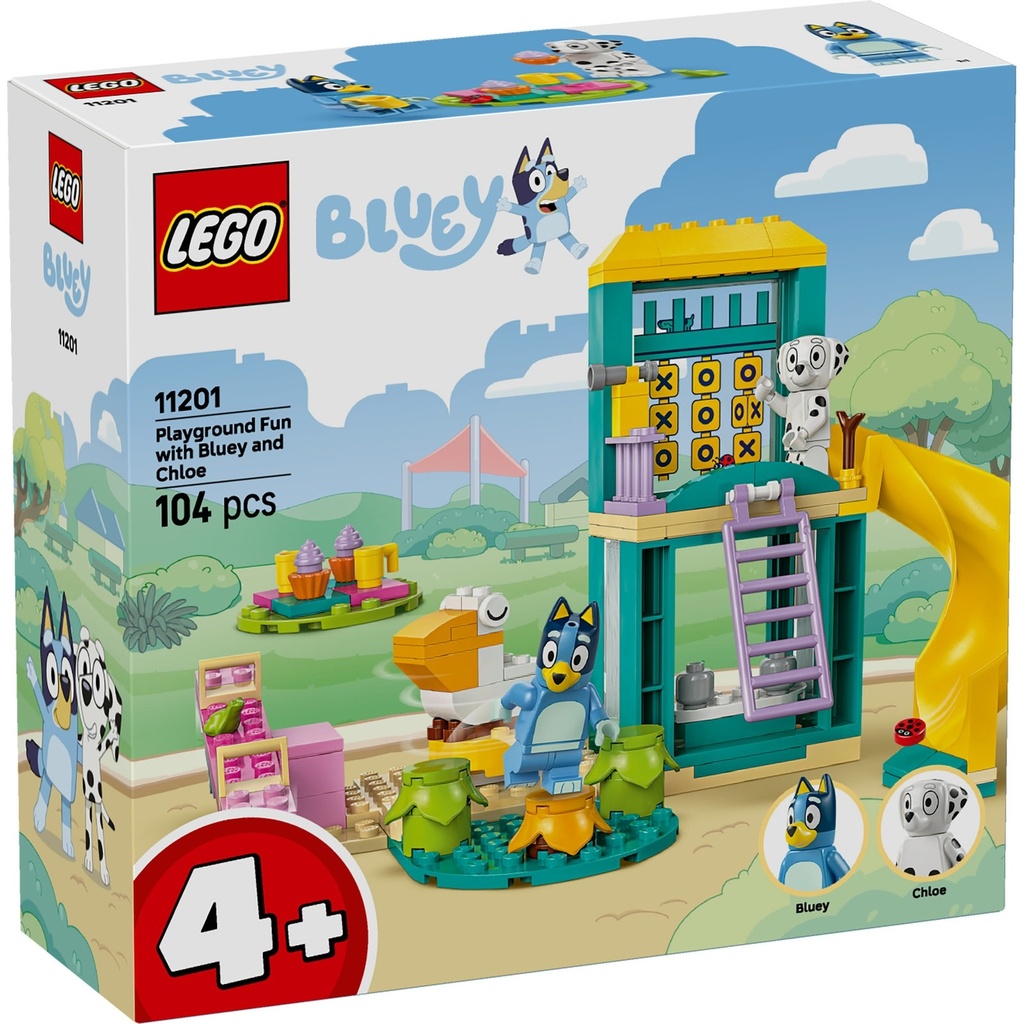 Bluey et Chloé au terrain de jeux Lego Bluey