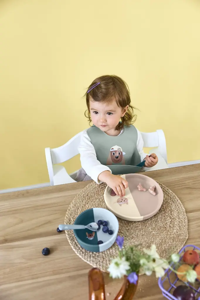 Bavoir en silicone - Tiny Team, Chien lassig.webp