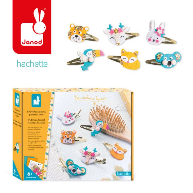 6 Barrettes Animaux Paillettes à créer