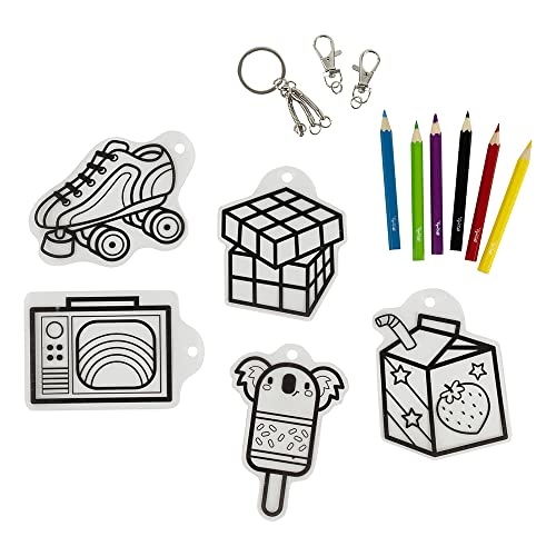 Tiger Tribe Shrinkorama Bag Tags - Make Your Own Bag Tags, Keyring Making Kit, Creative Gifts for Boys and Girls, Arts and Crafts for Kids Age 5