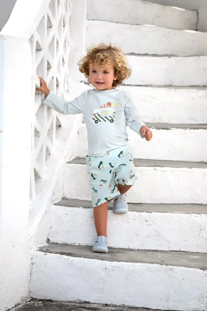 Tshirt de bain Manches longues Anti-UV Glace Bleu 62-68 (3-6 mois) woodee.webp