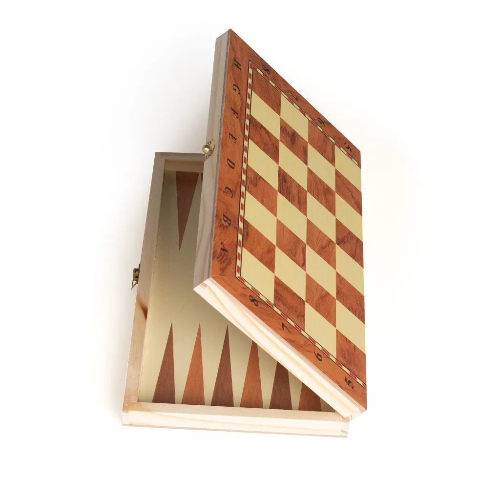 Echecs Dames Backgammon 3 en 1 en bois 2.webp