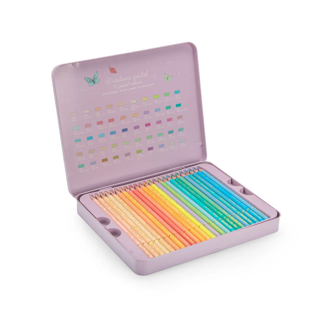Boite métal 50 crayons pastels Les Rosalies 2.webp