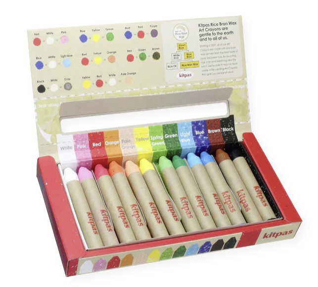 12 Pastels Kitpas Rice Bran Wax Art Crayons