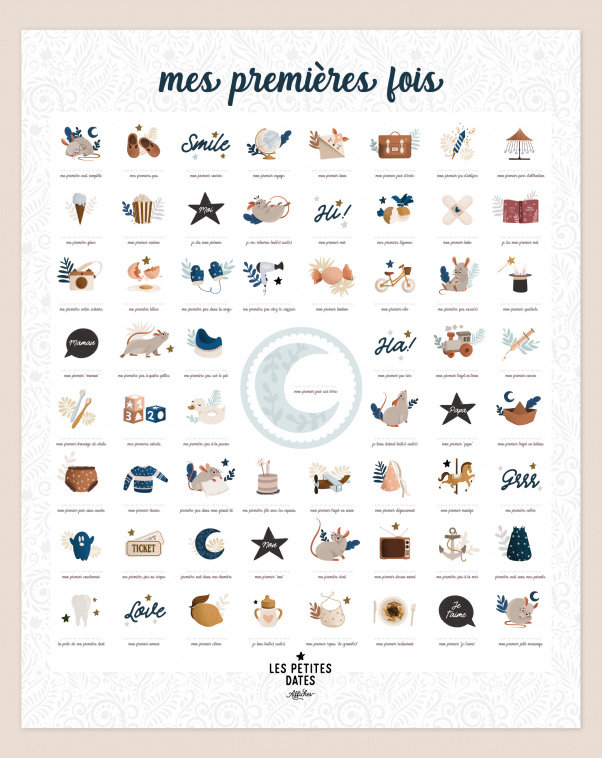 [PE-5100] Affiche Mes Premières Fois Souris Cobalt Les Petites Dates 