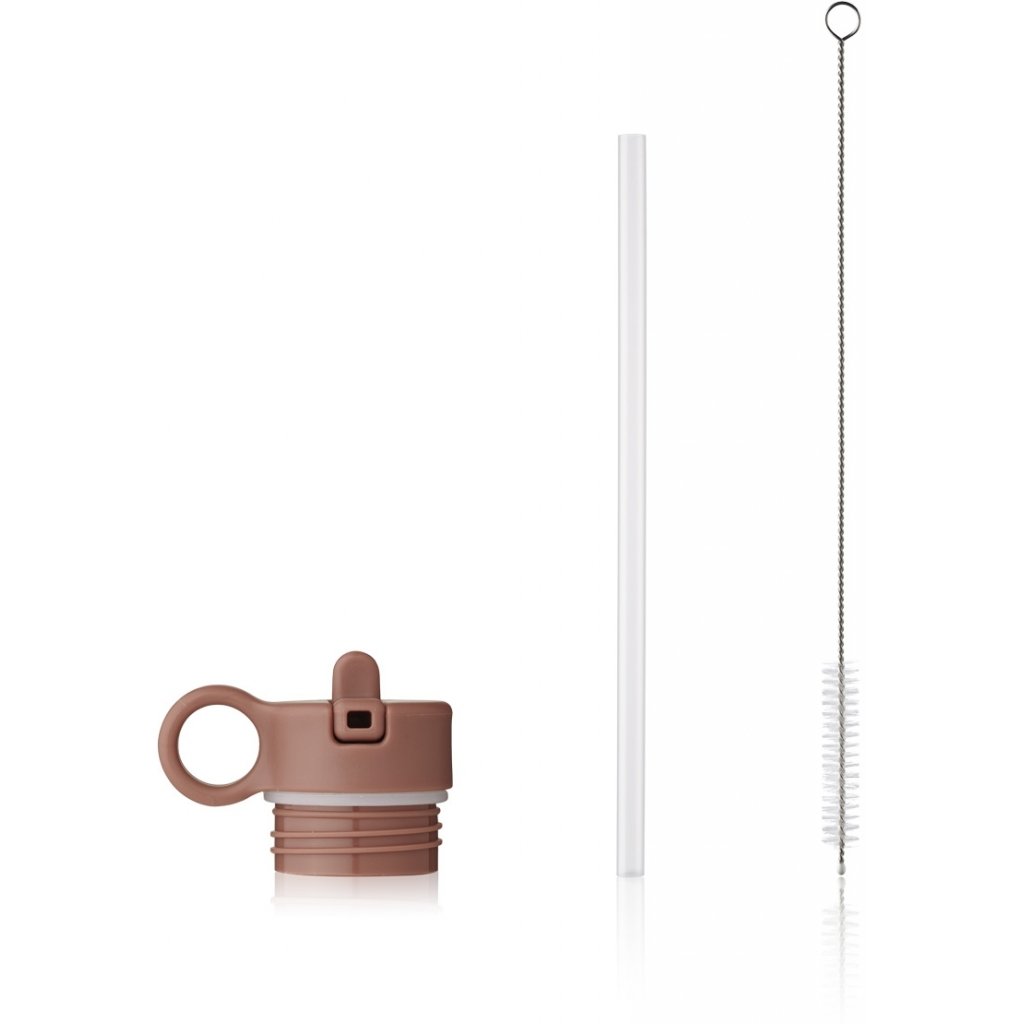 Lid with straw and brush for Neo - dark rose Liewood