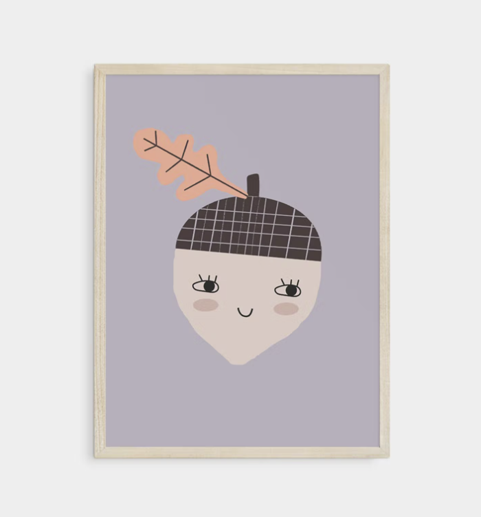 Poster Happy Acorn Art Plum A3 Little Otja