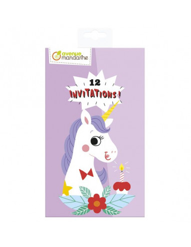 12 Invitations Licorne