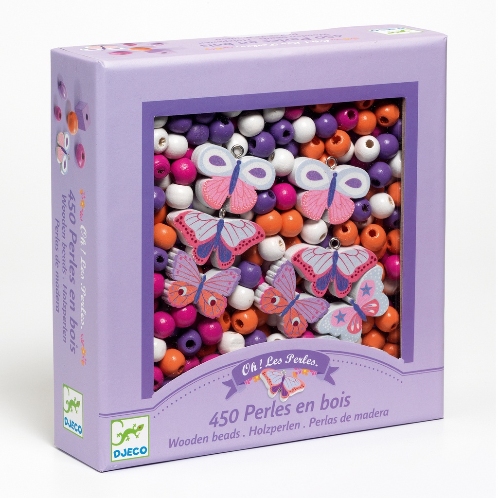 450 perles en bois Papillons