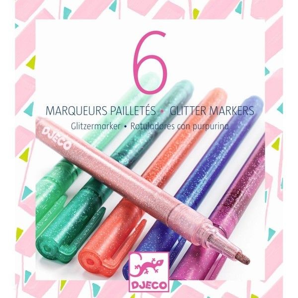6 Marqueurs Pailletés Sweet Djeco