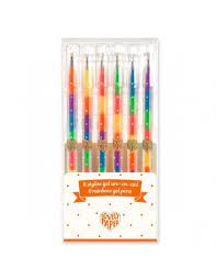 6 stylos gel arc en ciel 