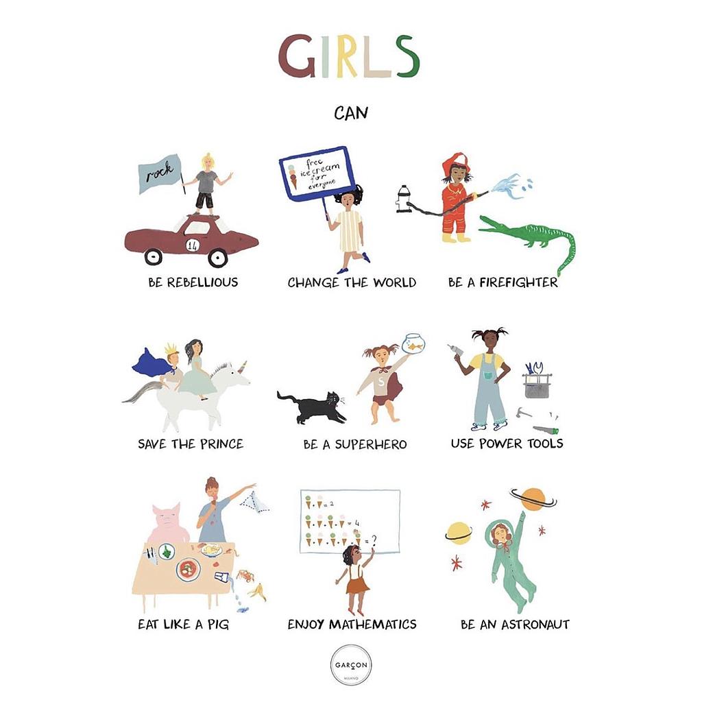 [GA-PosterGirlsCanA3] Affiche Girls Can A3 Garçon Milano