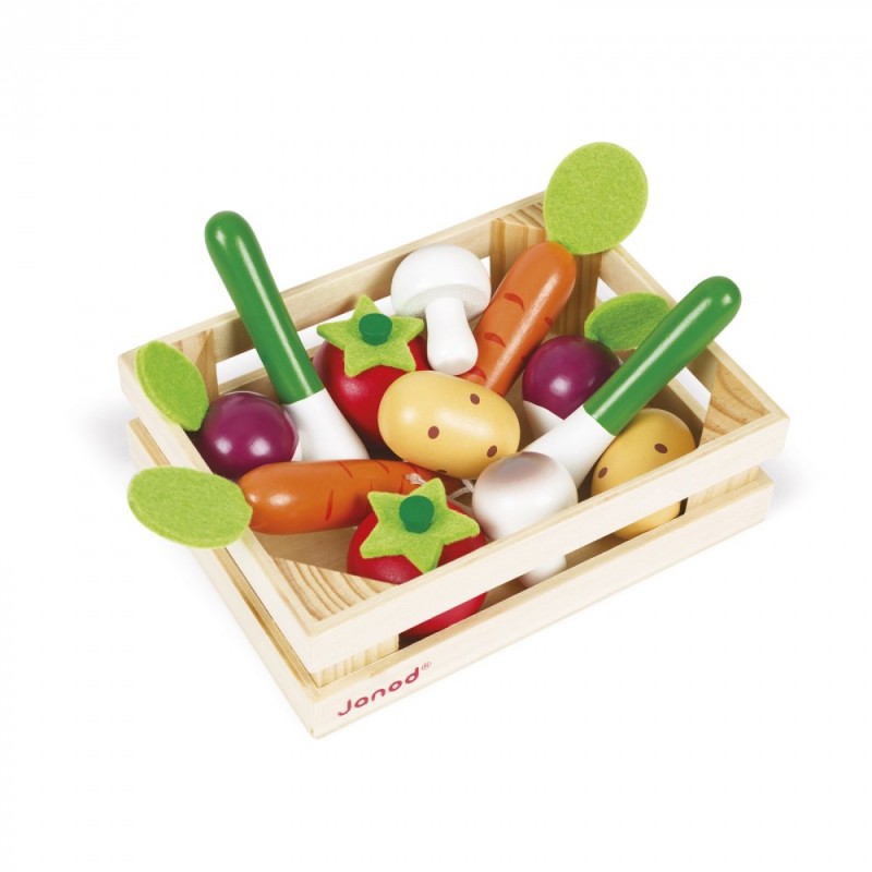 Cagette de 12 légumes en bois  