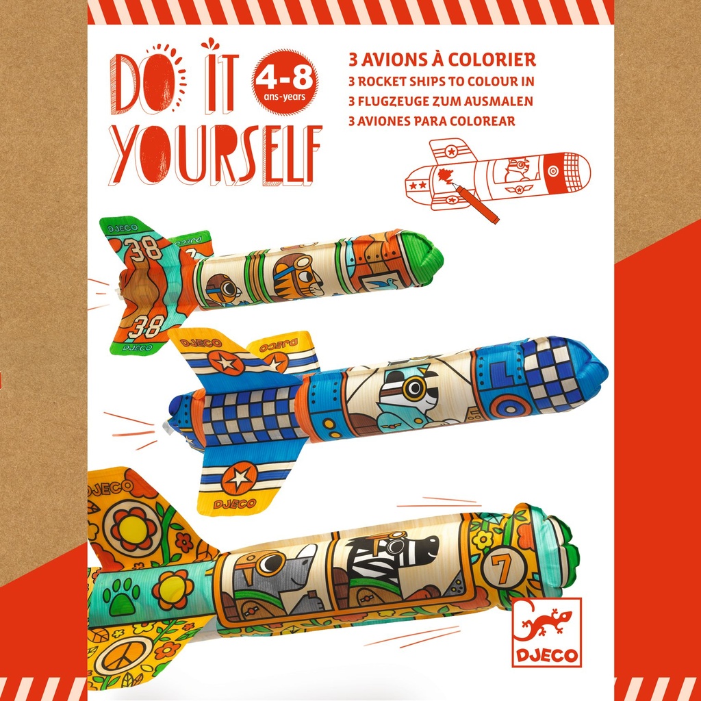 DIY 3 Avions à Colorier Djeco