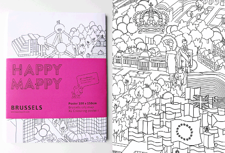 Happy Mappy Bruxelles (poster à colorier)