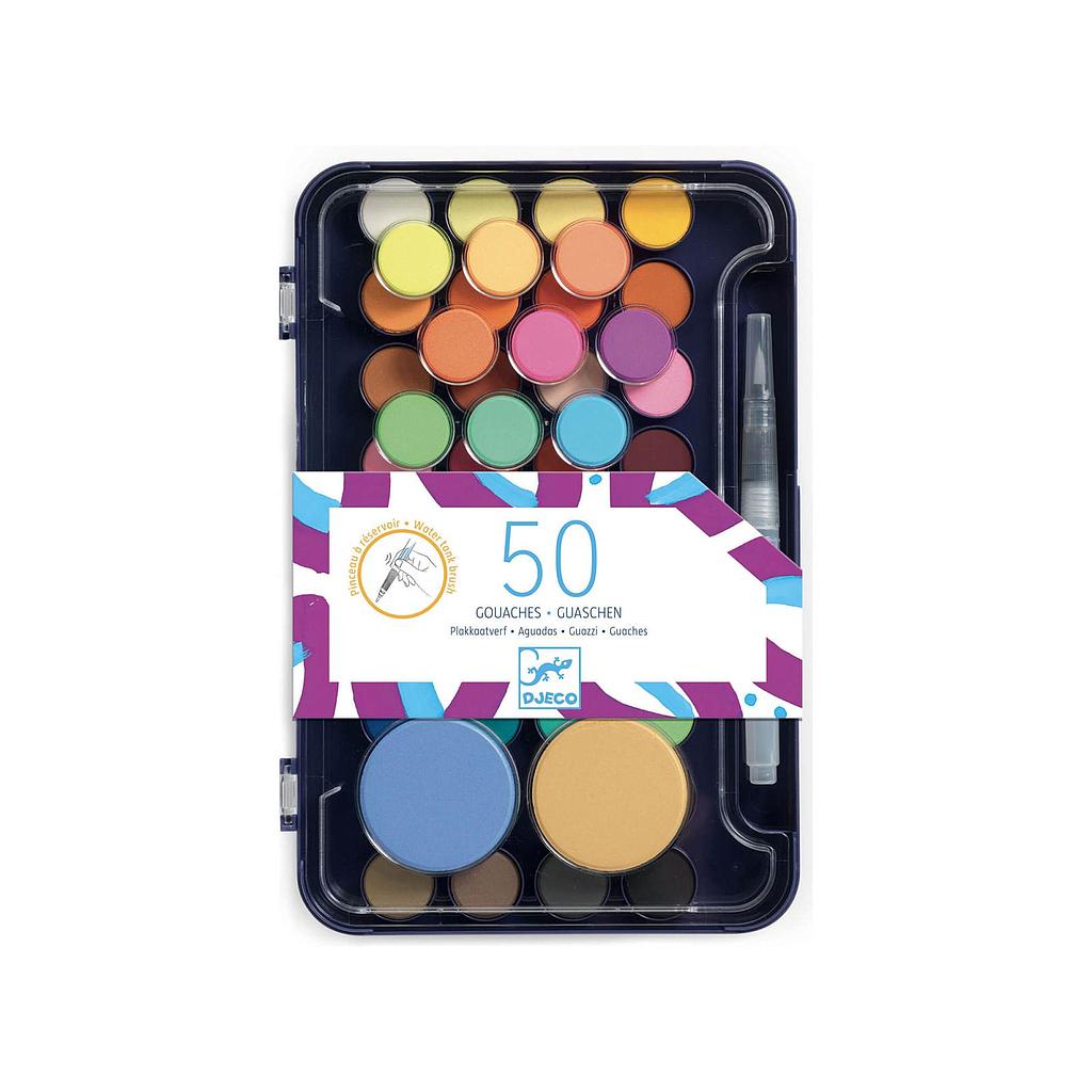 Palette d'artiste 50 gouaches
