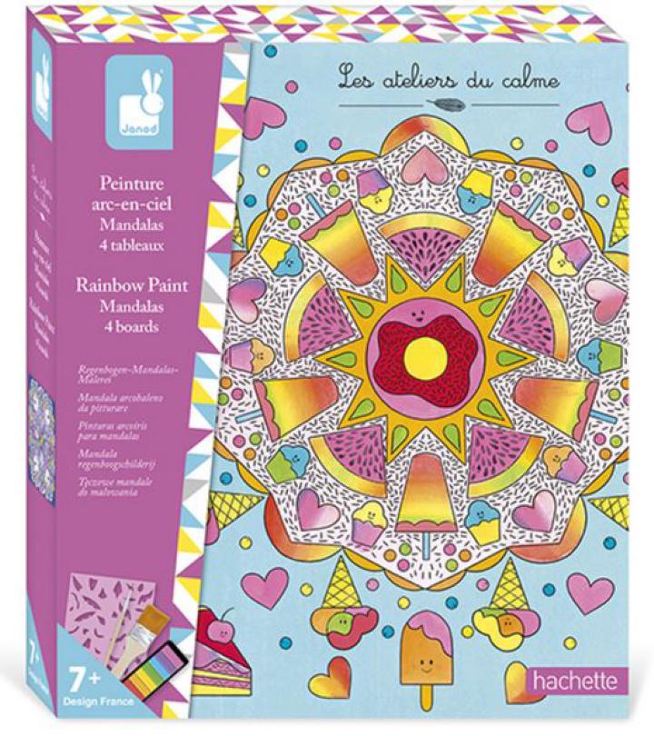Peinture arc-en-ciel Mandalas 4 tableaux