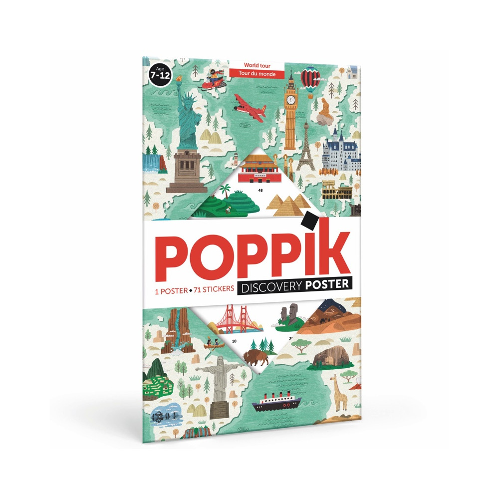 Poster à stickers Tour du monde Poppik