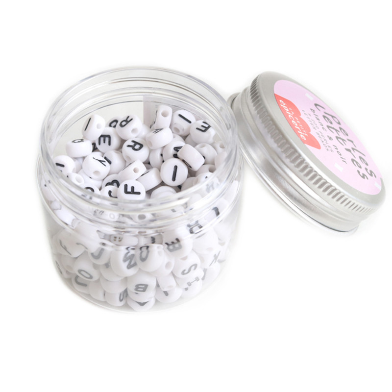 Pot perles lettres - Blanc et noir