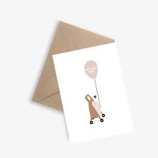 Carte Bonjour Bébé - La poussette Papier Graphique