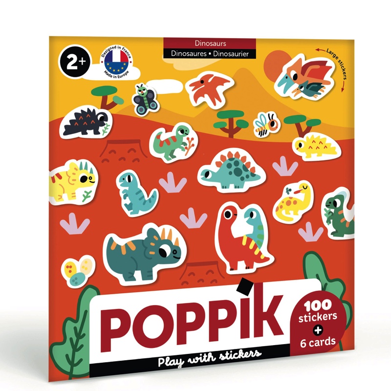 Gommettes Baby Dinosaures Poppik (6 cartes + 100 stickers)