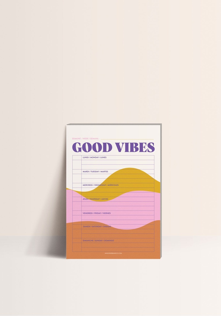 Bloc Notes Semainier Good Vibes Only