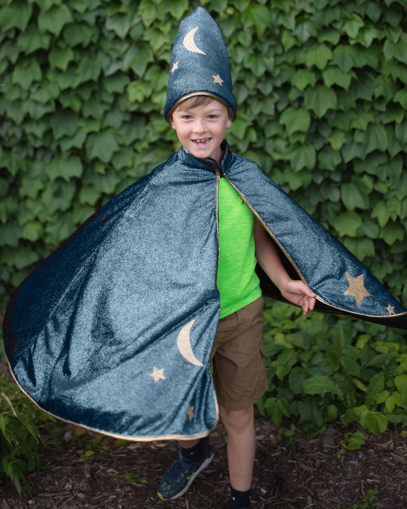 Starry Night Cape with Hat Turquoise 5-6 ans