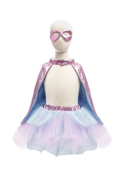Costume super-héroine rose/mauve/bleu 4-6 ans