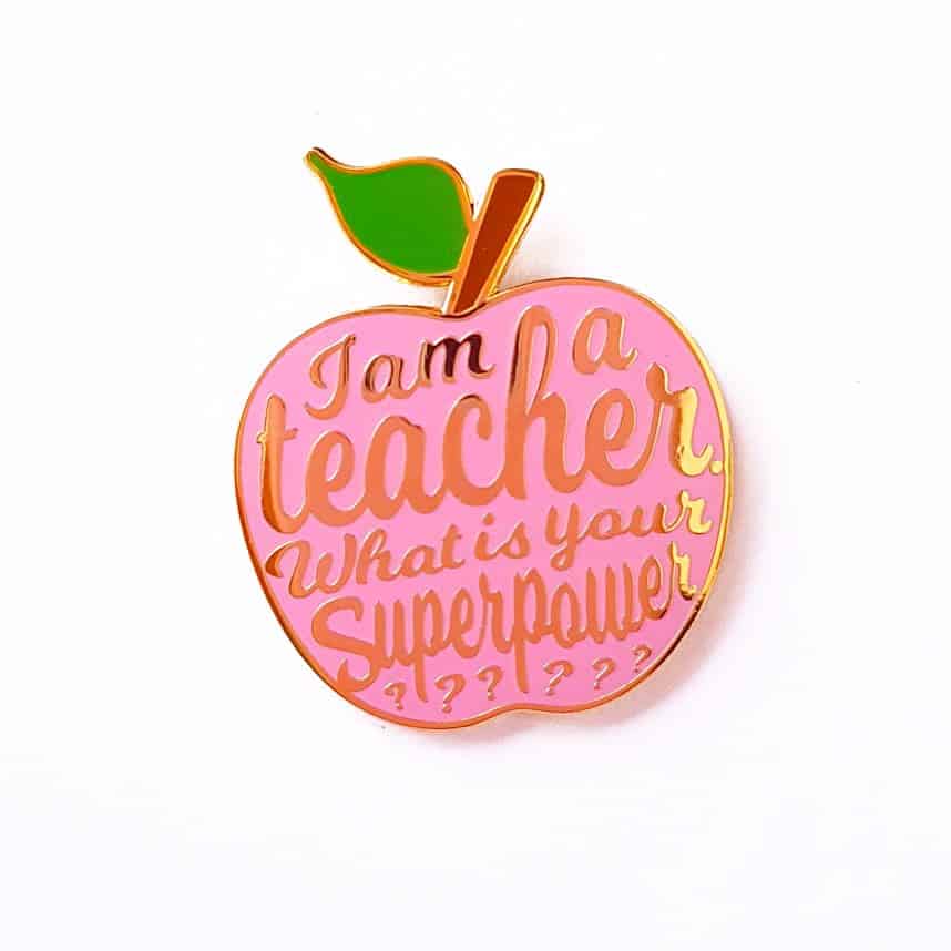 Pin's I'm a teacher Pomme rose