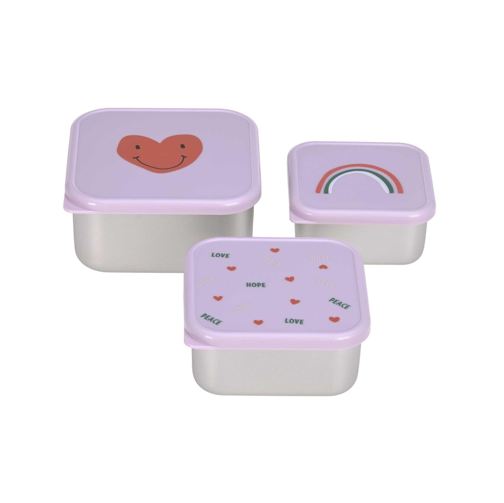 Lot de 3 petites boites à snacks Inox Happy Lavande Lässig