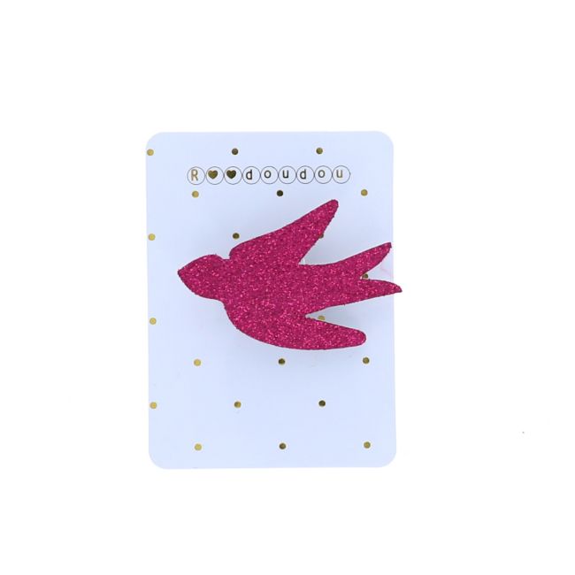 Broche oiseau rose