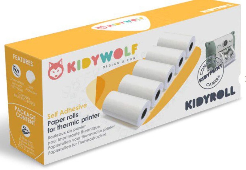 KidyRoll 5 rouleaux de papier autocollants pour Kidyprint
