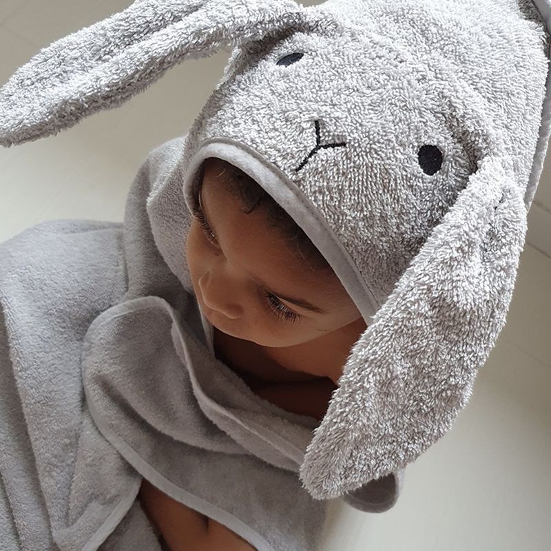 Augusta Hooded Towel Rabbit Dumbo Grey - Essuie Liewood