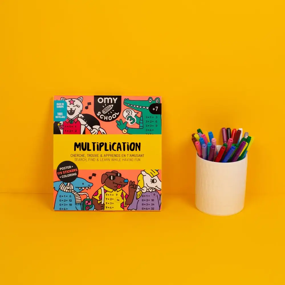 Poster éducatif avec stickers Multiplication 