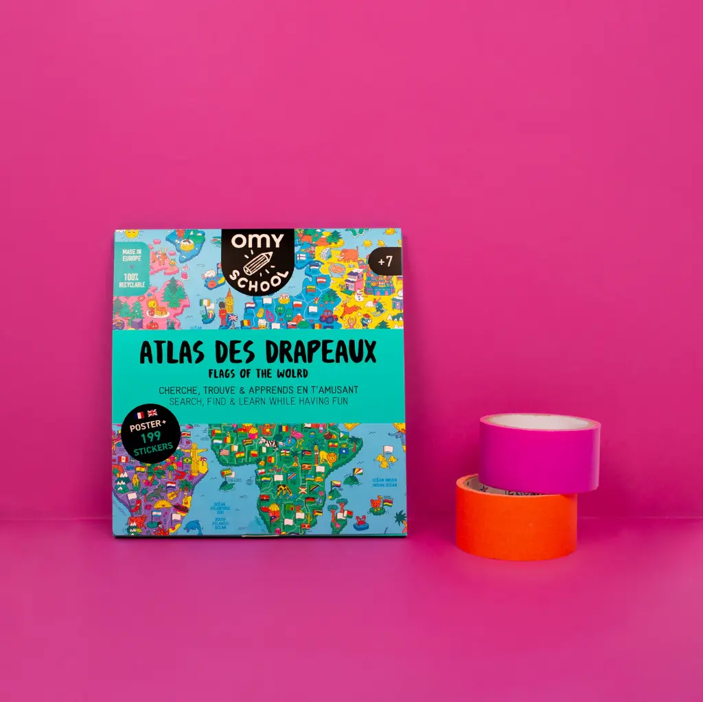 Poster Cherche et trouve Atlas des drapeaux Omy