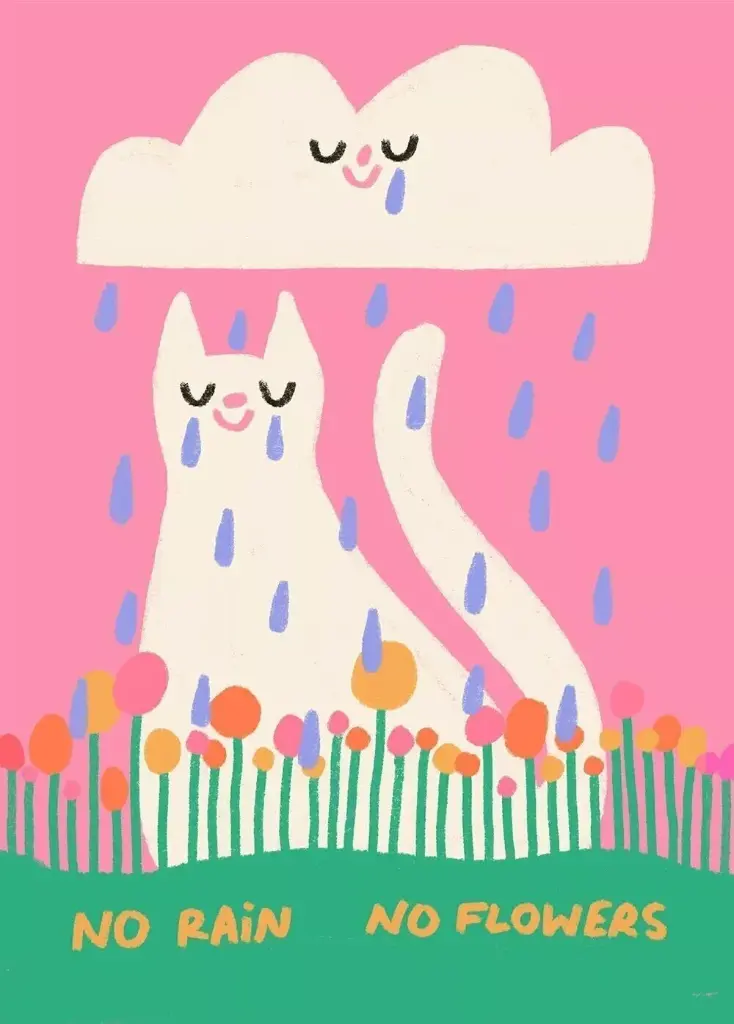 Carte postale No rain No flowers Slinga Illustration