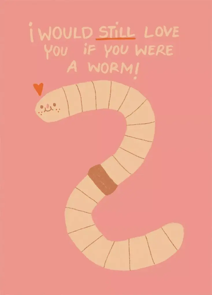 Carte postale If you were a worm Slinga Illustration