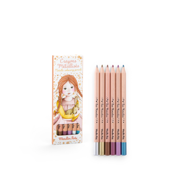 6 crayons métallisés Les Rosalies Moulin Roty  