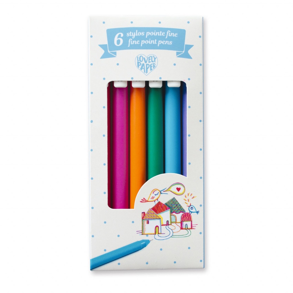 6 stylos Pointe fine (0.7mm) Djeco 