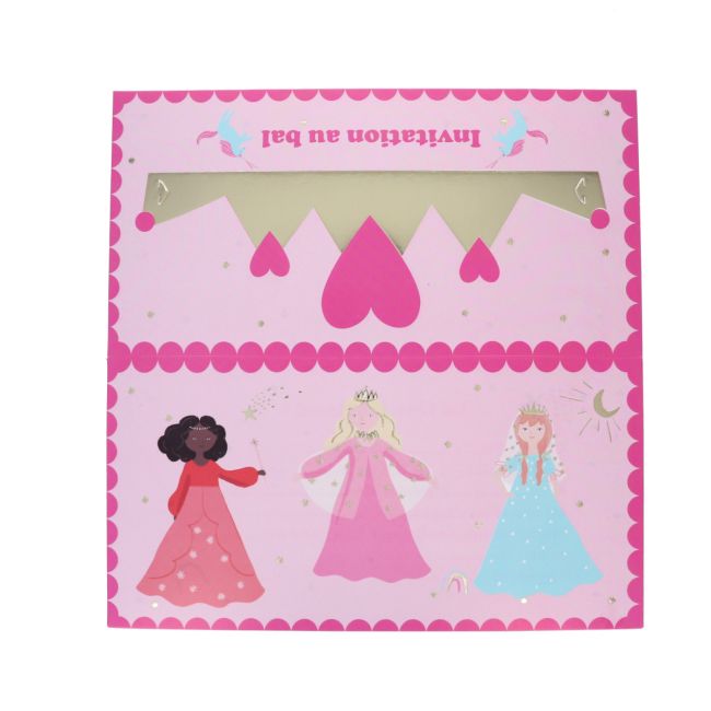 Lot de 6 cartes d'invitation Princesses