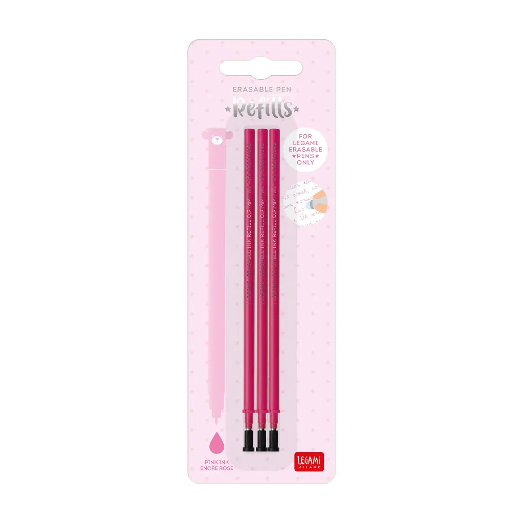 Set de 3 recharges pour stylo à encre gel effaçable Pink Legami 