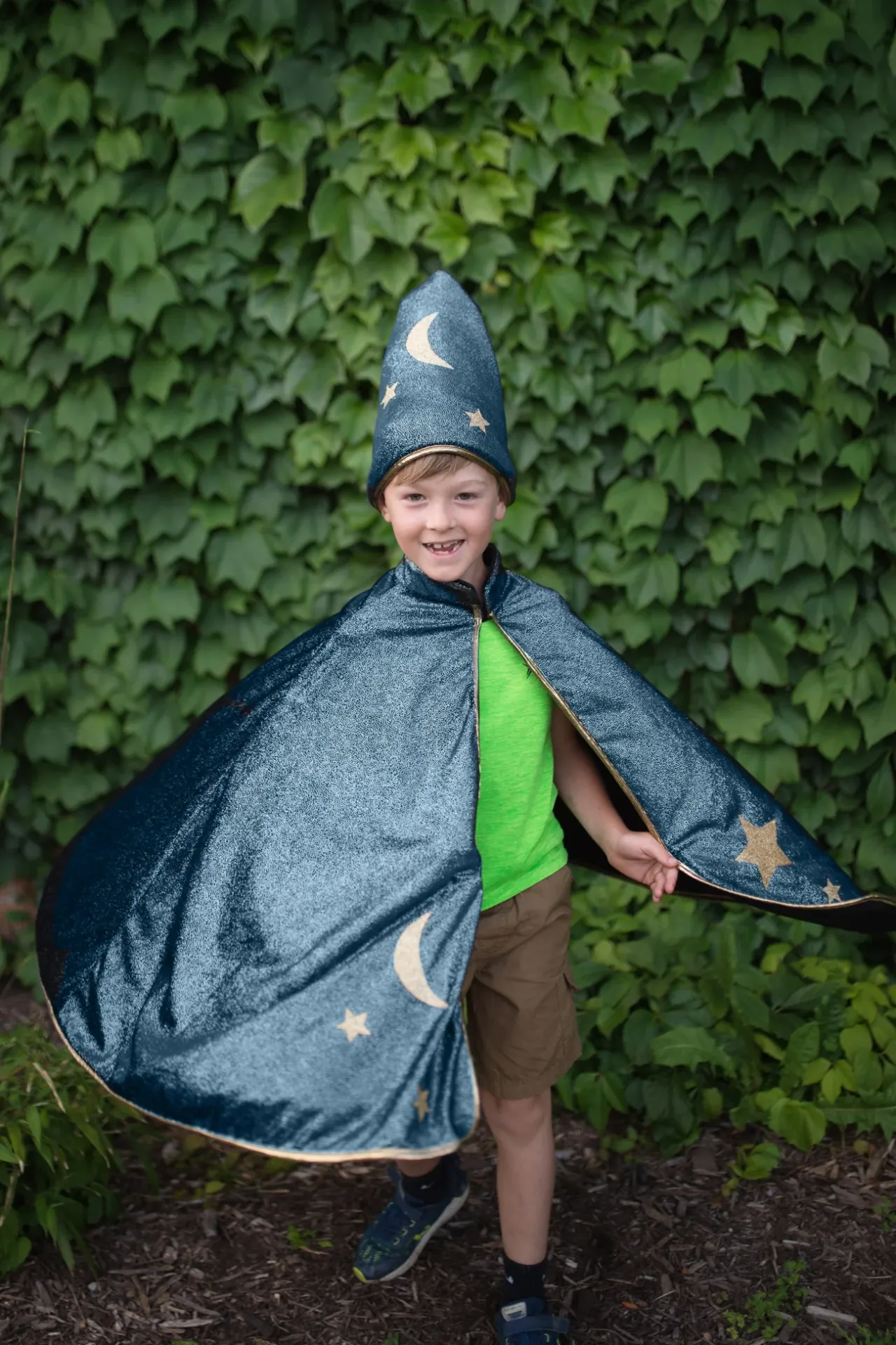 [GR-0072] Cape de Magicien avec chapeau Nuit étoilée 7-8 ans