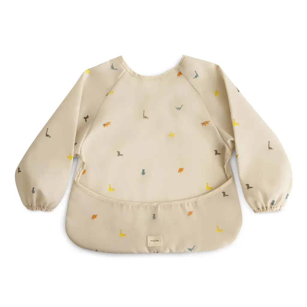 Bavoir longues manches Dinos Mushie