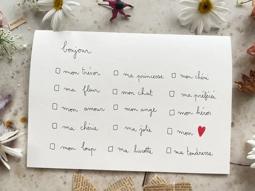 Carte Papillonnage Bonjour à cocher