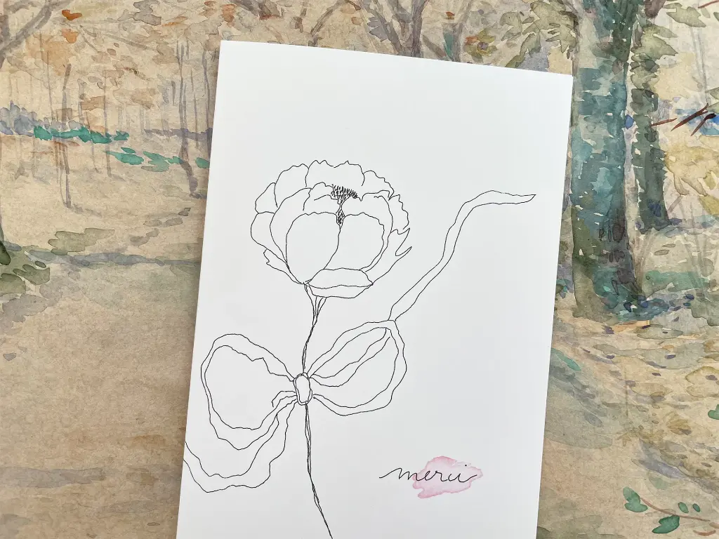Carte Papillonnage Merci Pivoine